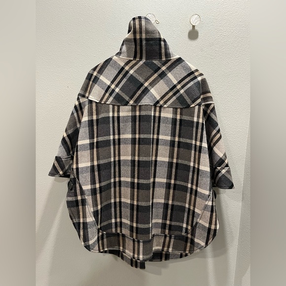 Zara Plaid Oversized Wool Cape - Picture 2 of 10